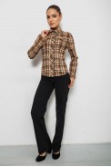 Рубашка женская в клетку, цвет темно-бежевый, 230R064-1 - фото № 1