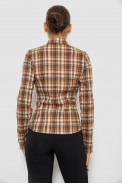 Рубашка женская в клетку, цвет темно-бежевый, 230R064-1 - фото № 3