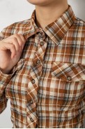 Рубашка женская в клетку, цвет темно-бежевый, 230R064-1 - фото № 4