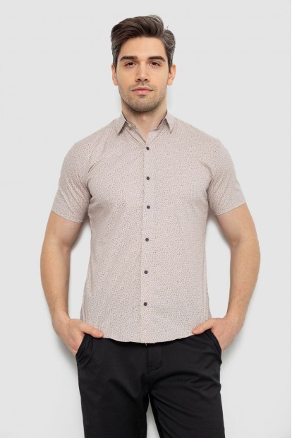 Сорочка чоловіча з принтом, колір молочний, 214R7339