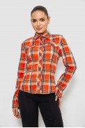 Рубашка женская в клетку, цвет оранжевый, 230R064-1 - фото № 0