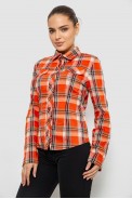 Рубашка женская в клетку, цвет оранжевый, 230R064-1 - фото № 2