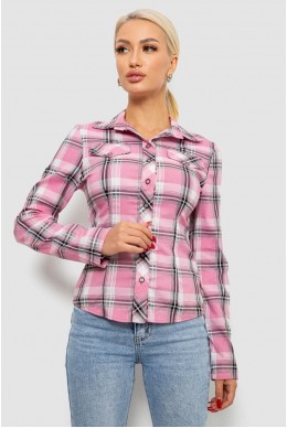 Сорочка жіноча в клітку, колір рожевий, 230R064-1