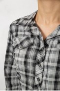 Рубашка женская в клетку, цвет серый, 230R064-1 - фото № 4