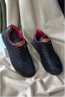 Кеди чоловічі, колір чорно-червоний, 248RR123