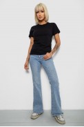Футболка жіноча однотонна, колір чорний, 129R8900 - фото № 1