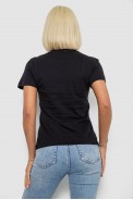 Футболка жіноча однотонна, колір чорний, 129R8900 - фото № 3