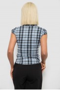Блуза в клетку, цвет джинс, 230R2502 - фото № 3