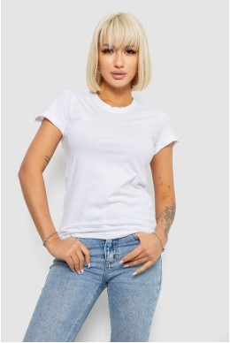Футболка жіноча однотонна, колір білий, 129R8900