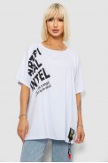 Футболка жіноча з принтом, колір білий, 244R5004 оптом - фото № 0