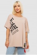 Футболка жіноча з принтом, колір бежевий, 244R5004 оптом - фото № 0