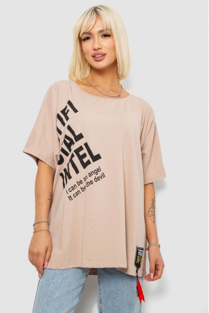 Футболка женская с принтом, цвет бежевый, 244R5004