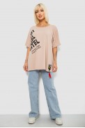 Футболка жіноча з принтом, колір бежевий, 244R5004 оптом - фото № 1