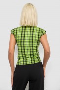 Блуза в клетку, цвет зеленый, 230R2502 - фото № 3