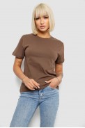 Футболка жіноча однотонна, колір коричневий, 129R8900 - фото № 0
