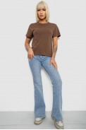 Футболка жіноча однотонна, колір коричневий, 129R8900 - фото № 1