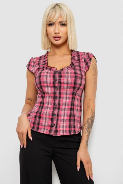 Блуза в клетку, цвет розовый, 230R2502