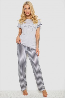 Піжама жіноча з принтом  -уцінка, колір сірий, 243R2074-U-1