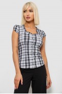 Блуза в клетку, цвет серый, 230R2502 - фото № 0