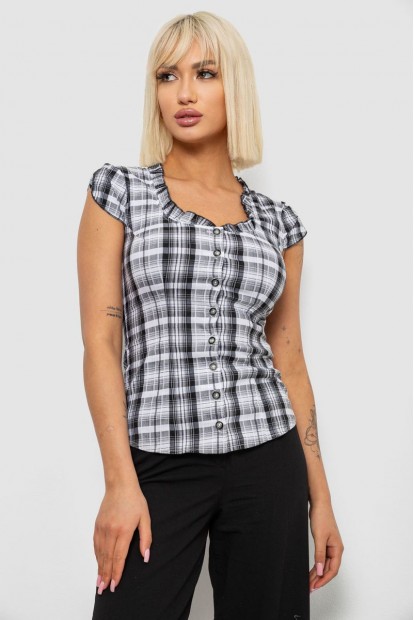 Блуза в клетку, цвет серый, 230R2502