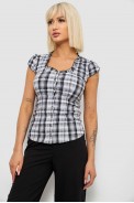 Блуза в клетку, цвет серый, 230R2502 - фото № 2