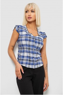 Блуза в клетку, цвет синий, 230R2502