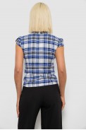 Блуза в клетку, цвет синий, 230R2502 - фото № 3