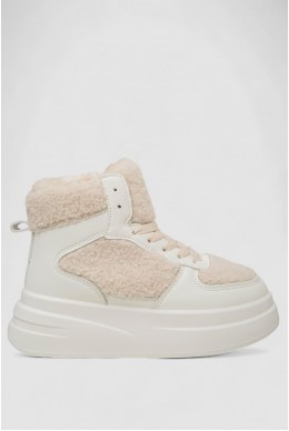 Кросівки жіночі зимові на хутрі хайтопи, колір білий, 248RLM20
