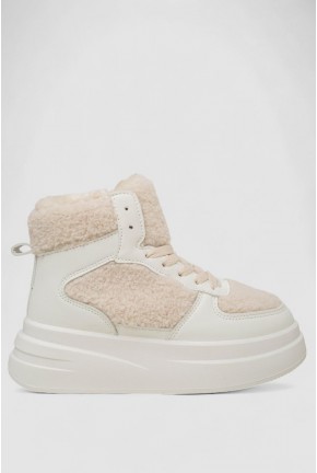 Кросівки жіночі зимові на хутрі хайтопи, колір білий, 248RLM20