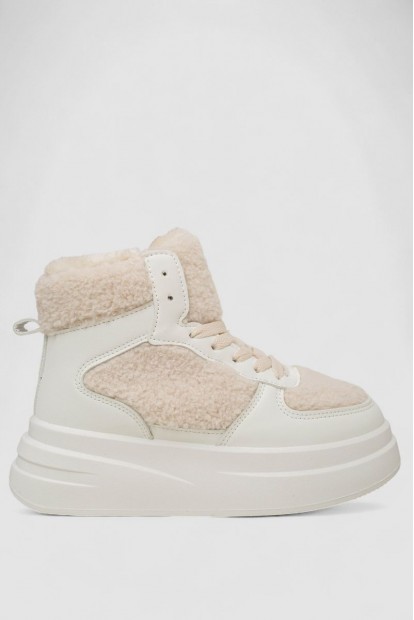 Кросівки жіночі зимові на хутрі хайтопи, колір білий, 248RLM20
