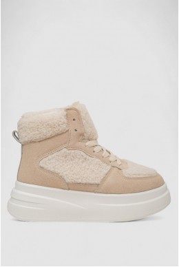 Кроссовки женские зимние на меху хайтопы, цвет бежевый, 248RLM20