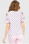 Блуза женская в гороховий принт, цвет розовый, 230R151-4 - фото № 3