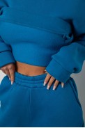 Спортивный костюм женский на флисе, цвет темно-бирюзовый, 247R2011K - фото № 5