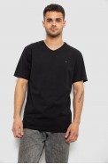 Футболка чоловіча однотонна, колір чорний, 244R6312 - фото № 0