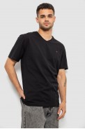 Футболка чоловіча однотонна, колір чорний, 244R6312 - фото № 2
