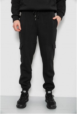 Спортивні штани чоловічі на флісі  -уцінка, колір чорний, 129RA9997-U-3