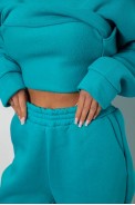 Спортивный костюм женский на флисе, цвет бирюзовый, 247R2011K - фото № 5