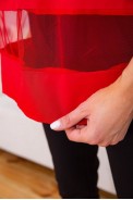 Летняя шифоновая блуза, с сеткой красного цвета, 172R015 - фото № 4