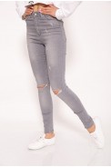 Рваные джинсы женские серого цвета 29R540-3 - фото № 2