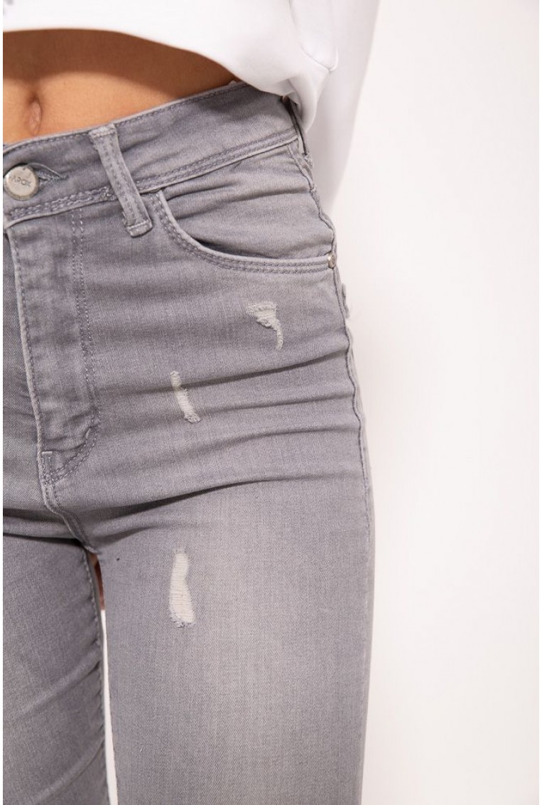 Купить Рваные джинсы женские серого цвета 29R540-3 - Фото №5