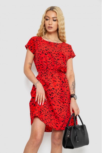 Сукня з принтом софт, колір червоно-чорний, 214R0225-5