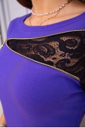 Нарядное мини-платье, фиолетового цвета с гипюровыми вставками, 172R38-1 - фото № 4