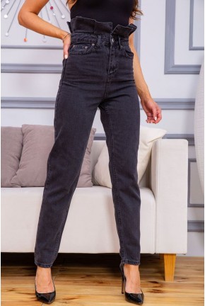 Женские джинсы на высокой посадке, черного цвета, 157R33-64-018