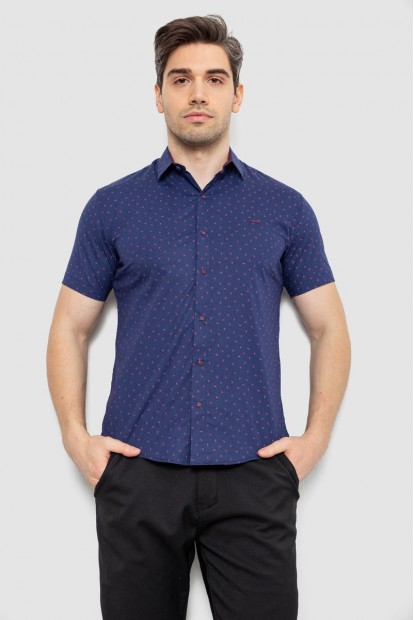Сорочка чоловіча з принтом, колір синій, 214R7340