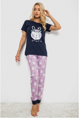 Піжама жіноча з принтом  -уцінка, колір синій, 243R15664-U-1