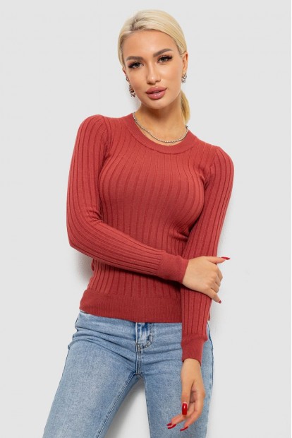 Водолазка женская в рубчик, цвет темно-коралловый, 204R9031