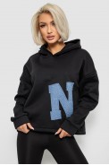 Худи женский с капюшоном на флисе, цвет черный, 257R335 - фото № 0