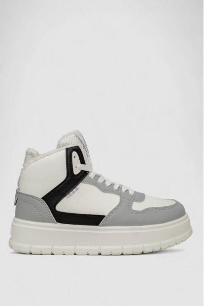 Кросівки жіночі зимові на хутрі, колір сіро-білий, 248RMB09