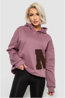 Худи женский с капюшоном на флисе, цвет сливовый, 257R335