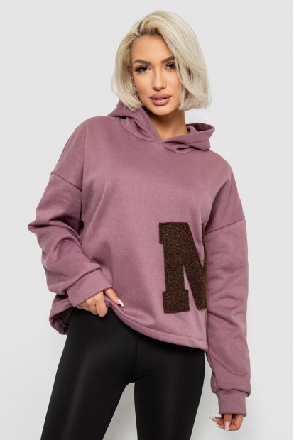 Худи женский с капюшоном на флисе, цвет сливовый, 257R335